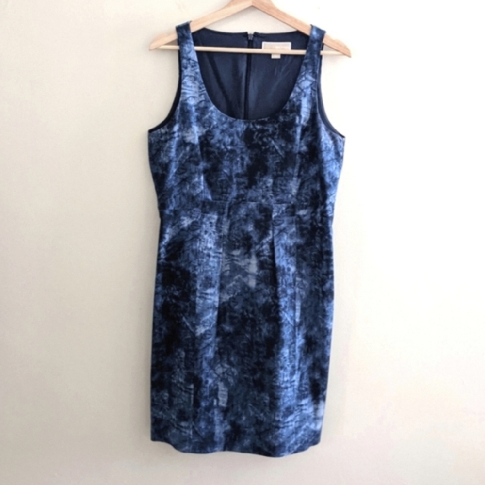 Michael Kors Abstract Print Sleeveless Blue Dress